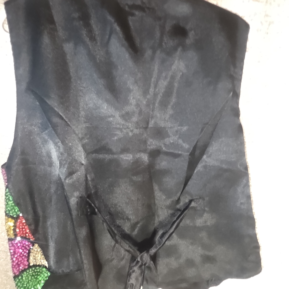 Vibrant Sequin Vest with Black Trim - Picture 7 of 8